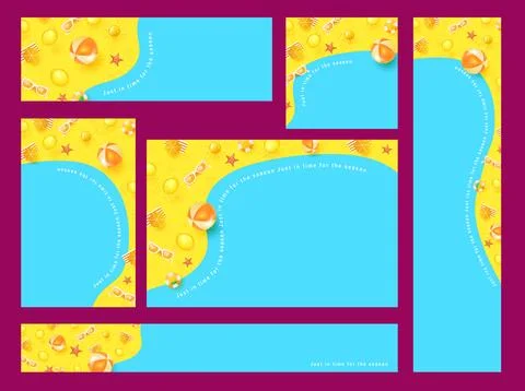 Summer web banner background template with summer tropical beach Elements a.. Illustrazione stock