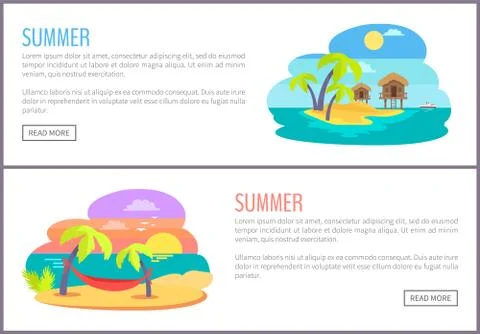 Summer Web Pages Collection Vector Illustration Ilustración de archivo