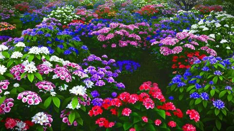 Summer wildflowers on meadow 3d rendering Stock-Illustration