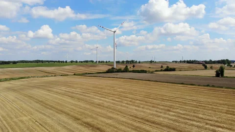Summer. Wind power generators in the fields of Europe Video stock 101509810