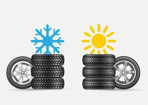 Summer winter tires set Stock Illustration