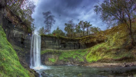 Summer to Winter Transition Time Lapse Minihaha Falls Waterfall 库存影片 141071884