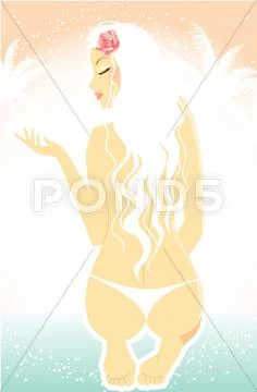 Summer woman in swimsuit Stock Illustration