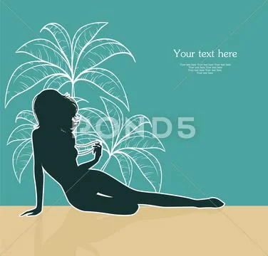 Summer woman in swimsuit Stock Illustration