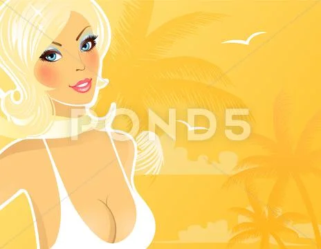 Summer woman in swimsuit Stock Illustration