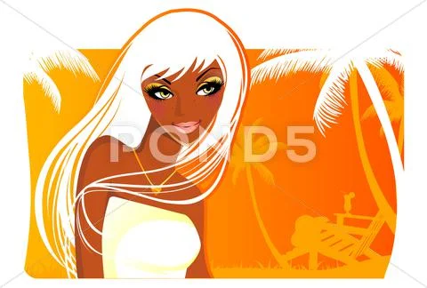 Summer woman in swimsuit Stock Illustration