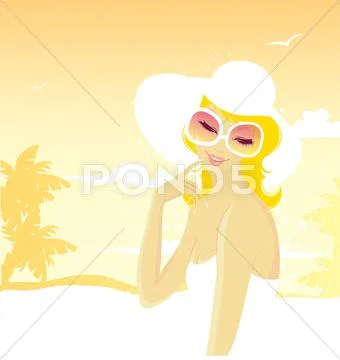 Summer woman in swimsuit Stock Illustration