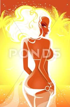 Summer woman in swimsuit Stock Illustration