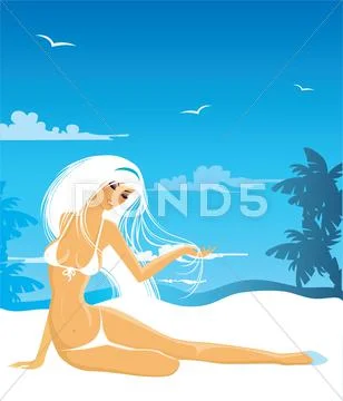 Summer woman in swimsuit Stock Illustration