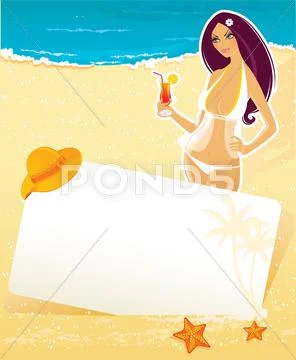 Summer woman in swimsuit Stock Illustration