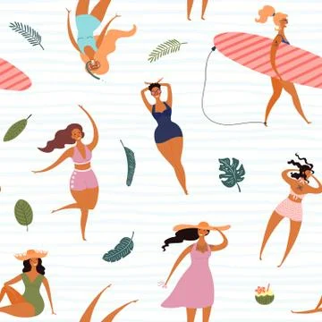 Summer women seamless pattern Illustrazione stock