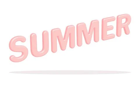 Summer word. 3d vector icon, cartoon phrase icon sticker. minimal style. Pink Stock Illustration