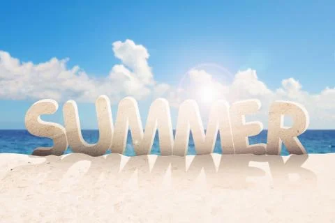 Summer word made of sand Ilustração Stock