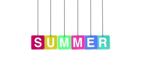 Summer Word or Text Hang and Bouncing Animation on White Background Stock Footage 302031095