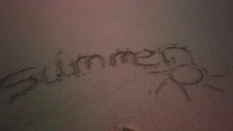 Summer Writing on the Sand and Sunset, 4K 스톡 동영상 137970497