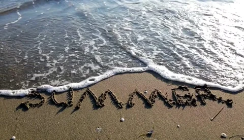 Summer Written In Water's Edge Video stock 282926496