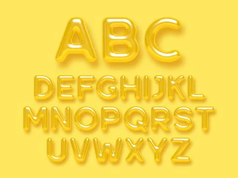 Summer yellow alphabet vector set. Stock Illustration
