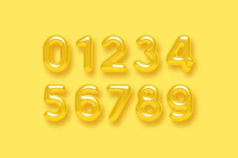 Summer yellow number vector set. Stock Illustration
