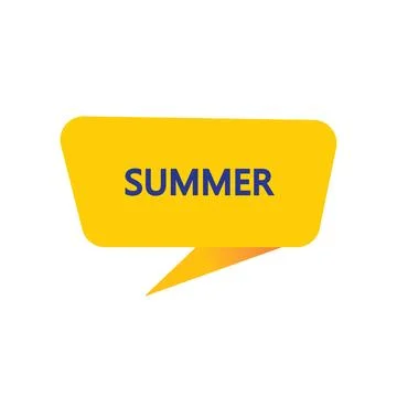 Summer - Yellow Speech Bubble. Button, Sign, Label, Icon, Tag, Badge. Illustrazione stock