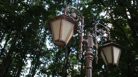 Summer_park_old_lamppost Stock Footage 26184225