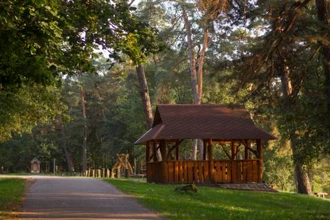 Summerhouse in sunset rays Foto stock
