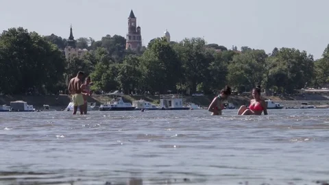 The summer's best ronoday is a conversation in the water with a friend 1 Stock Footage 78138853