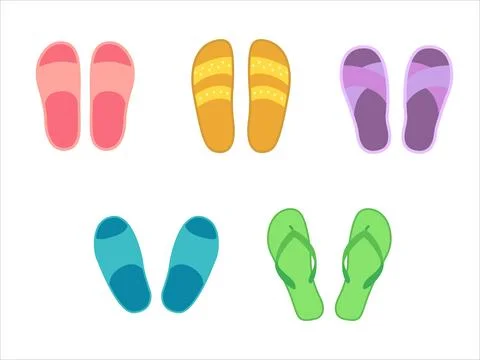 Summers Slippers set. Flat design. 스톡 일러스트