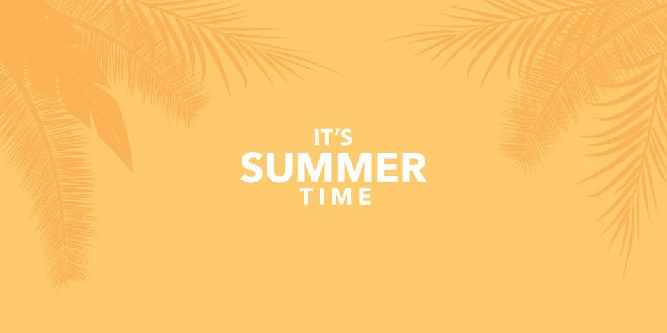 Summertime background with palm trees, summer sun and white brush strokes f.. 스톡 일러스트
