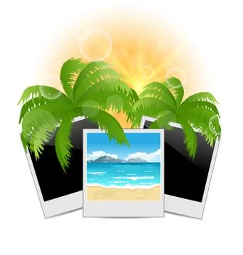 Summertime background with set photo frames Stock Illustration