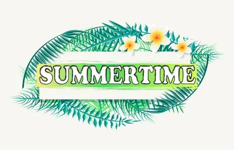 Summertime Banner Frame for Text, Green Palm Tree Stock-Illustration