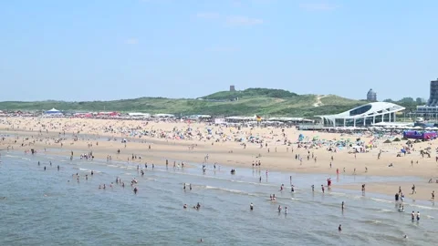 Summertime beach at Scheveningen resort Stock Footage 278385000