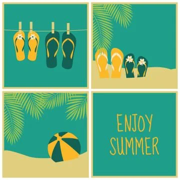Summertime cards collection Stock Illustration