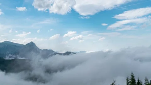 Summertime Cloud Dance Over Tatra Mountains - European Peaks View Video stock 282129706