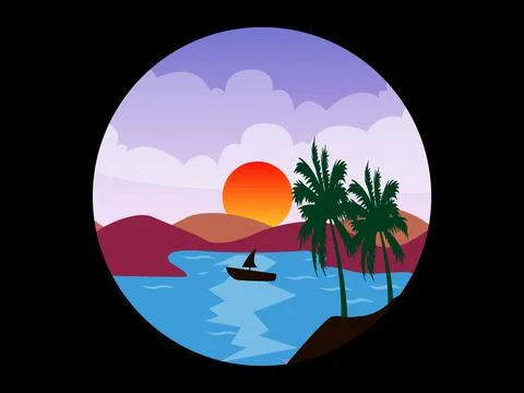 Summertime fun concept design. Creative background of the landscape Stock Illustration