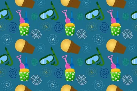 Summertime Fun Seamless Pattern Stock Illustration