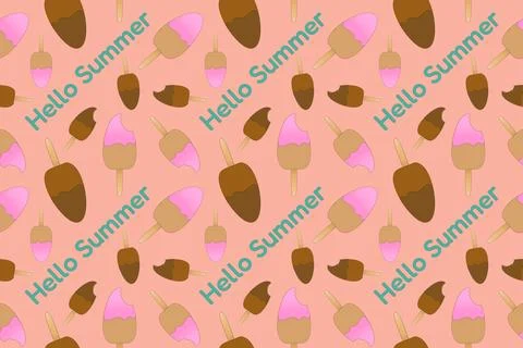 Summertime Ice Cream Popsicle Pattern on a pink background イラスト素材