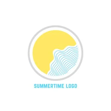 Summertime logo with linear waves Stock Illustration