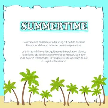 Summertime Poster on Sheet of Paper with Text Stock-Illustration