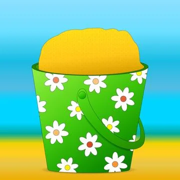 Summertime Sand Bucket Vector Illustration Stock Illustration