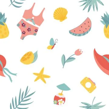 Summertime seamless pattern. Welcome summer Stock Illustration