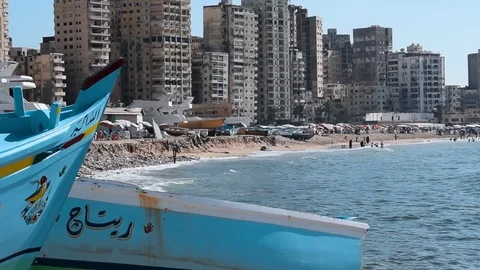 Summertime on a seashore in Alexandria Stock Footage 80295432