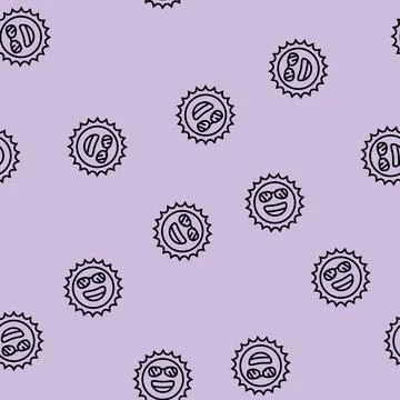 Summertime sun line seamless pattern Illustrazione stock