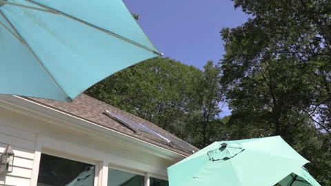 Summertime Sun Protection Solar Insulation and Umbrellas Stock Footage 311953563