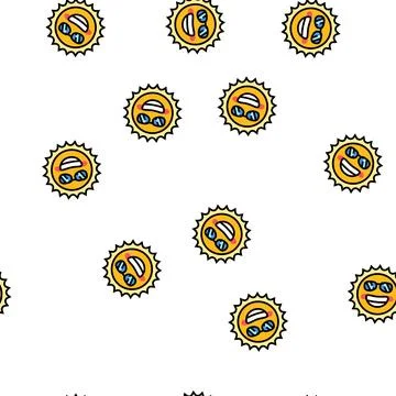 Summertime sun vector seamless pattern Stock Illustration