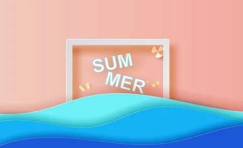Summertime top view frame scene place for your text.Summer season banner Ilustración de archivo