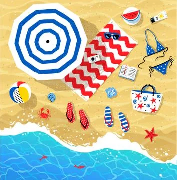 Summertime top view illustrations Stock Illustration