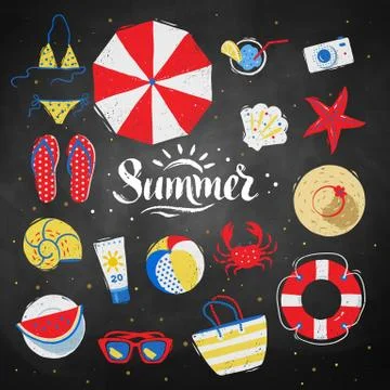 Summertime top view illustrations Stock Illustration