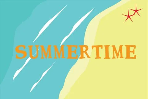 SUMMERTIME written over a beach background Stock Illustration