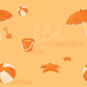 Summery beach seamless background. Stock Illustration