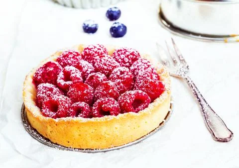 Summery raspberry pie Stock Photos